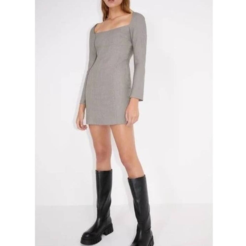 Zara Checked Print Structured Long Sleeve Mini Dr… - image 7